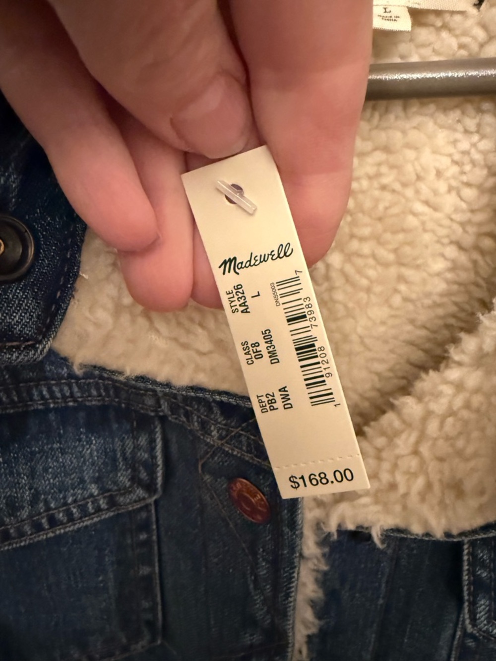 Madewell Oversized Sherpa Lined Denim Jacket Women’s Large Trucker Coat NWT - Picture 3 of 7